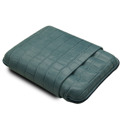 Montes Gerçek Deri El Yapımı 60 Ring Krokodil Aguamarina Dörtlü Puro Kılıfı