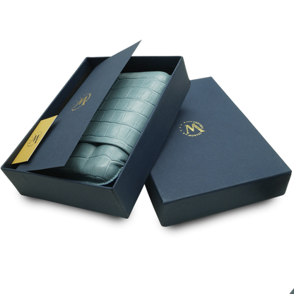 Montes Gerçek Deri El Yapımı 60 Ring Krokodil Aguamarina Dörtlü Puro Kılıfı