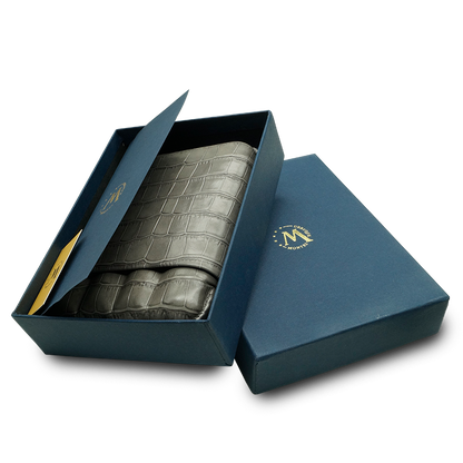 Montes Gerçek Deri El Yapımı 60 Ring Krokodil Ceniza Dörtlü Puro Kılıfı