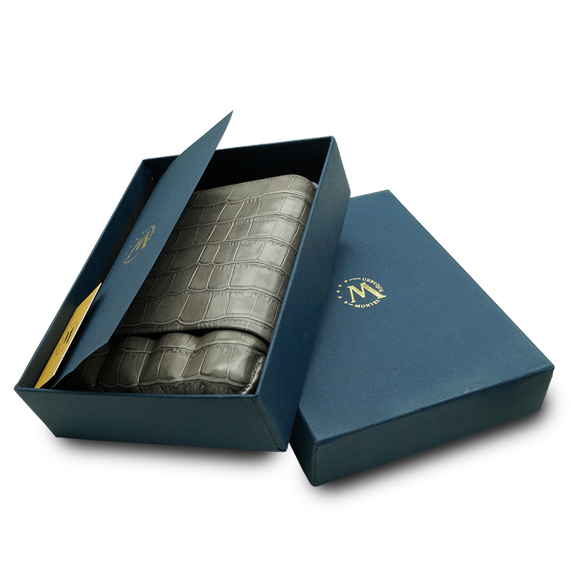 Montes Gerçek Deri El Yapımı 60 Ring Krokodil Ceniza Dörtlü Puro Kılıfı