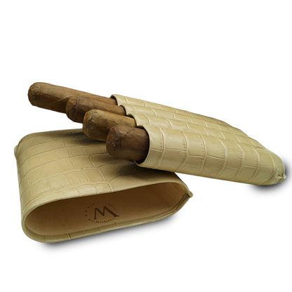 Montes Gerçek Deri El Yapımı 60 Ring Krokodil Piedra Dörtlü Puro Kılıfı