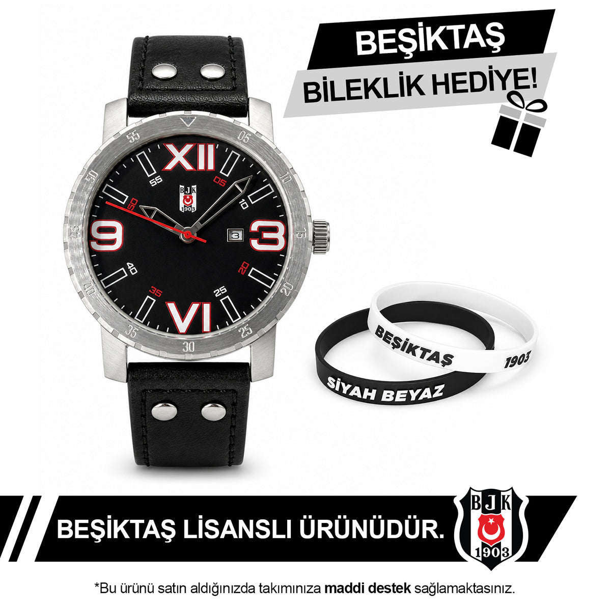 Beşiktaş Lisanslı Kol Saati 56E2S45772 - BJK Bileklik Hediyeli