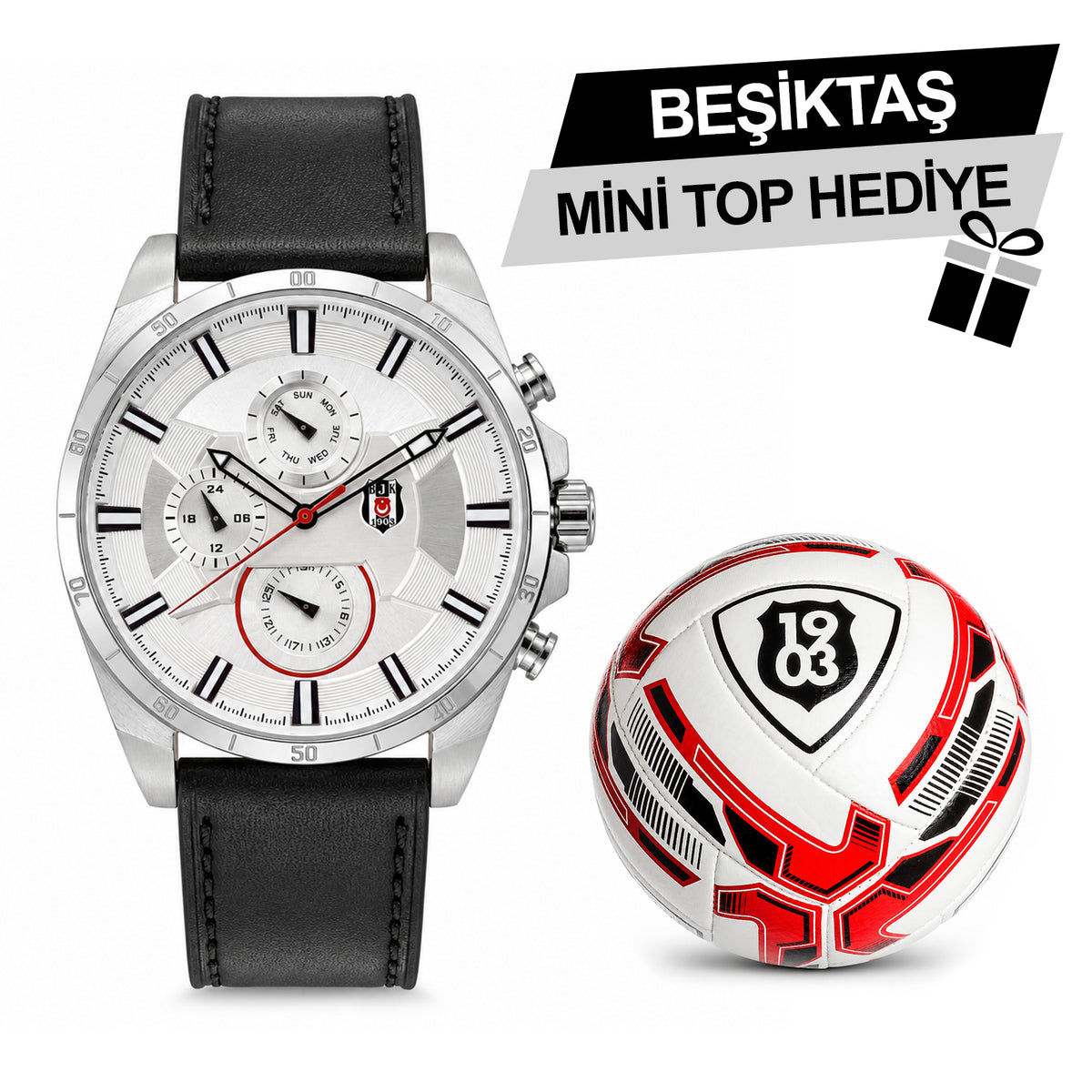 Beşiktaş Lisanslı Kol Saati B01919P-02 - BJK Mini Top Hediyeli