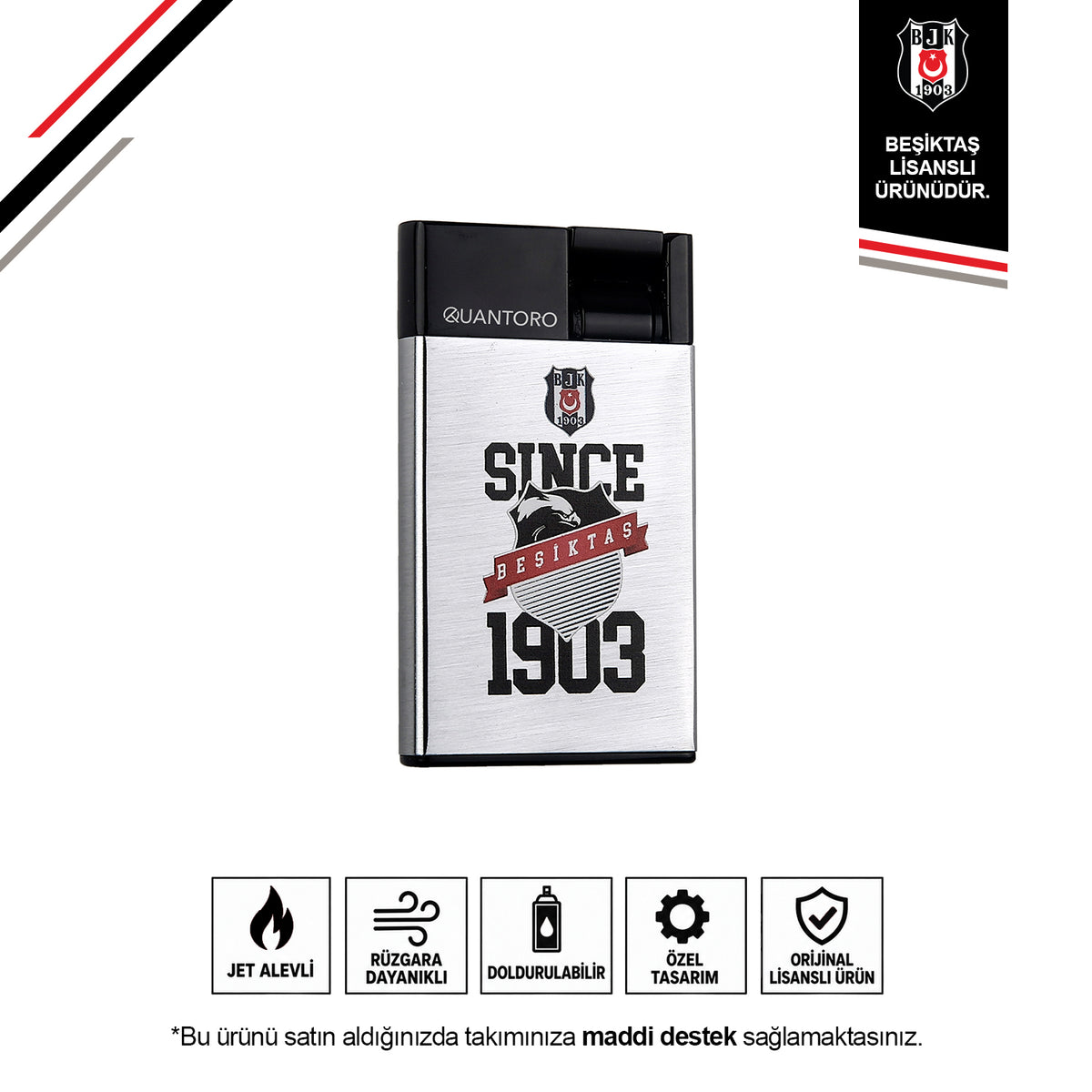Beşiktaş Premium Jet Kutulu Taraftar Çakmak QT-2