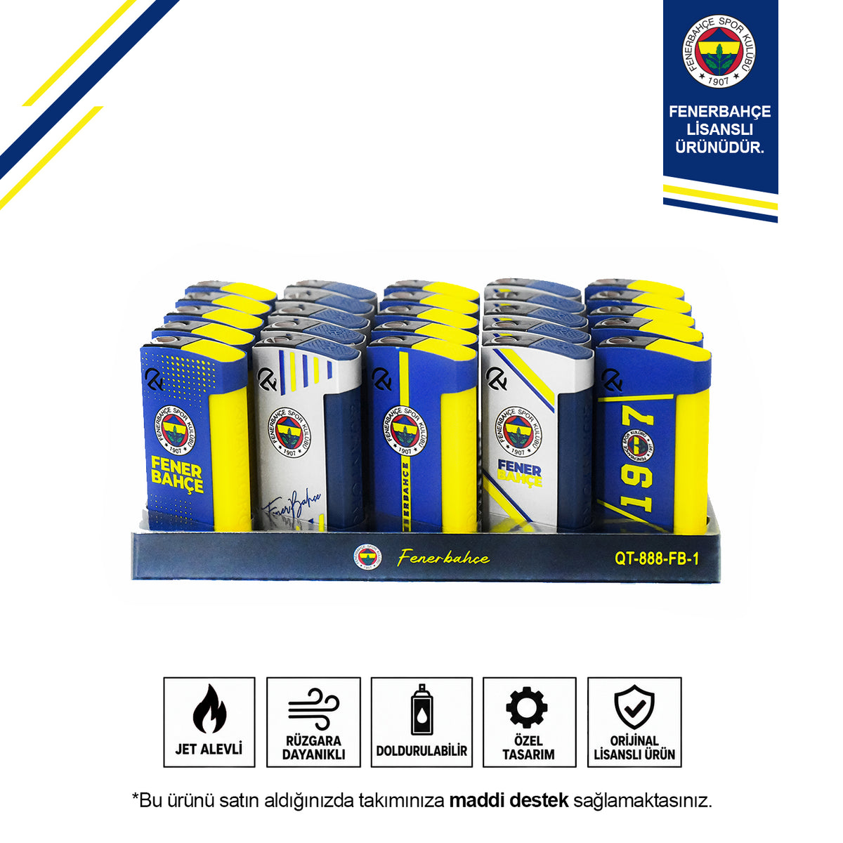Fenerbahçe Licensed Jet Fan Lighter 25-Piece Stand