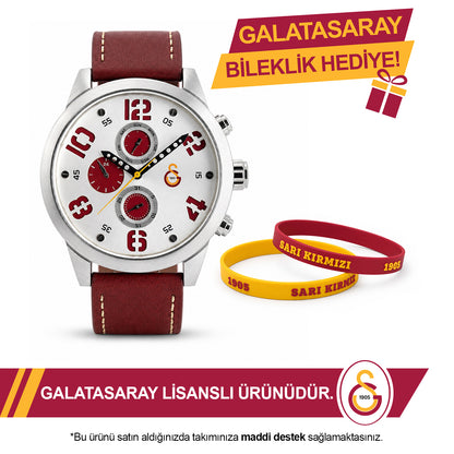 Galatasaray Deri Kol Saati U13856 - GS Bileklik Hediyeli