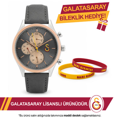 Galatasaray Deri Kol Saati U13857 - GS Bileklik Hediyeli
