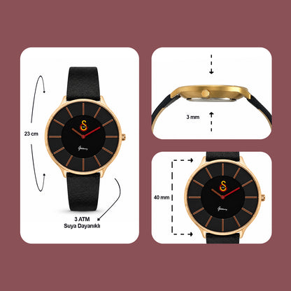 Galatasaray Leather Wristwatch U14252 - GS Keychain Included as a Gift