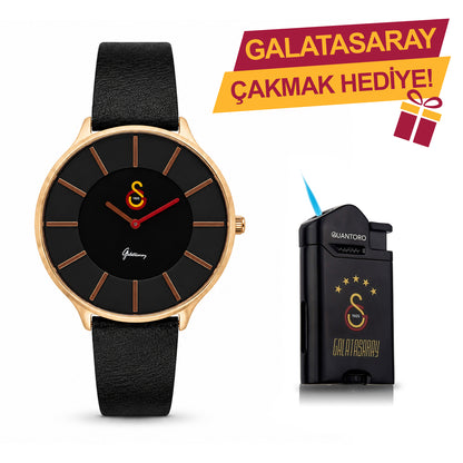 Galatasaray Leather Wristwatch U14252 - GS Keychain Included as a Gift