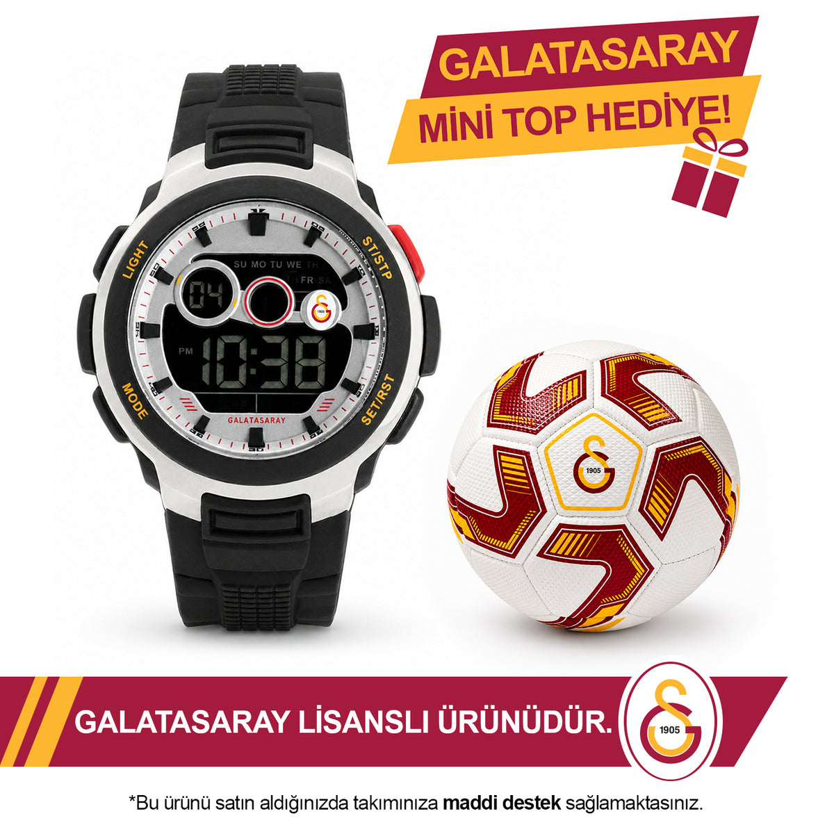 Galatasaray Digital Wristwatch U13597 - GS Keychain Included as a Gift