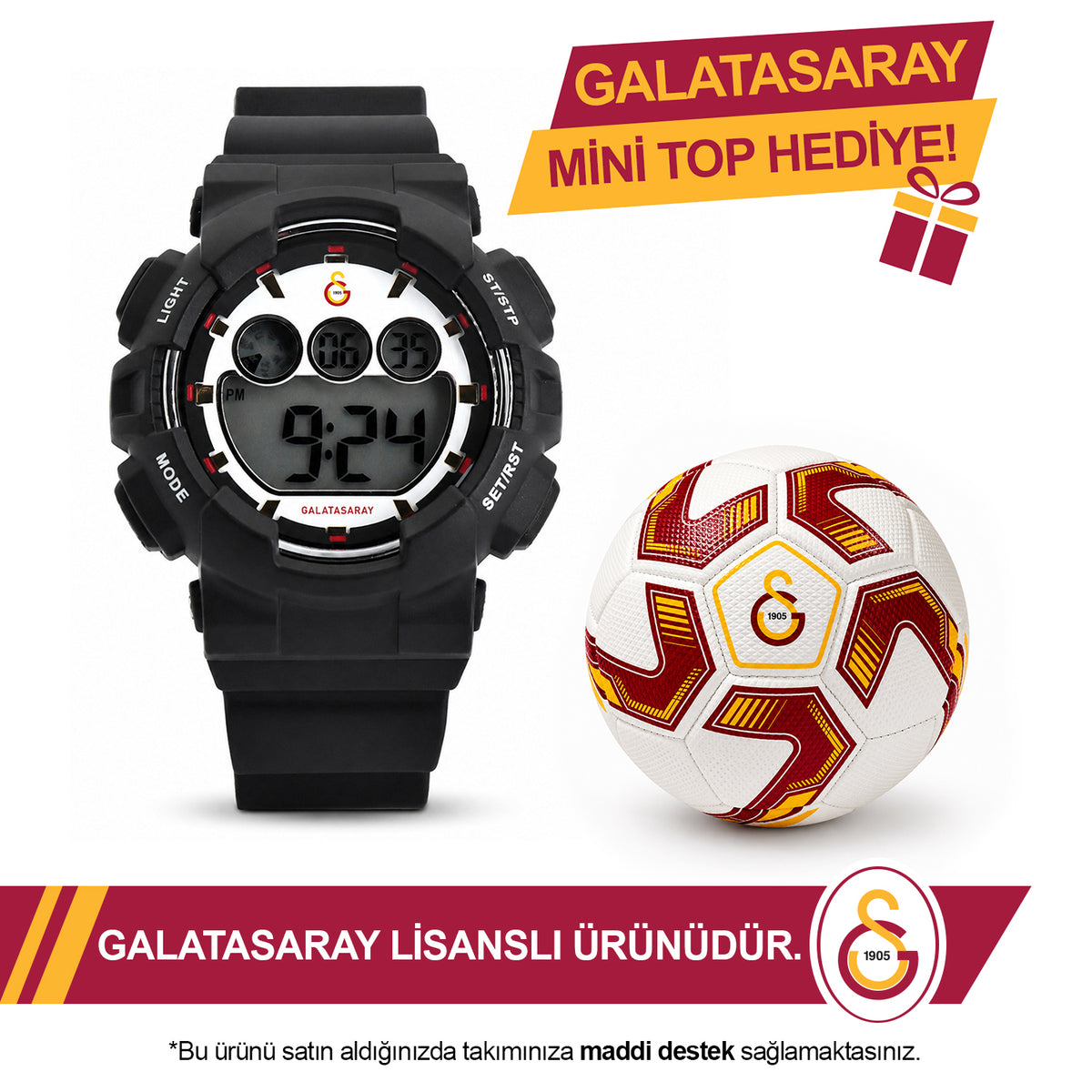 Galatasaray Digital Wristwatch U13600 - GS Keychain Included as a Gift