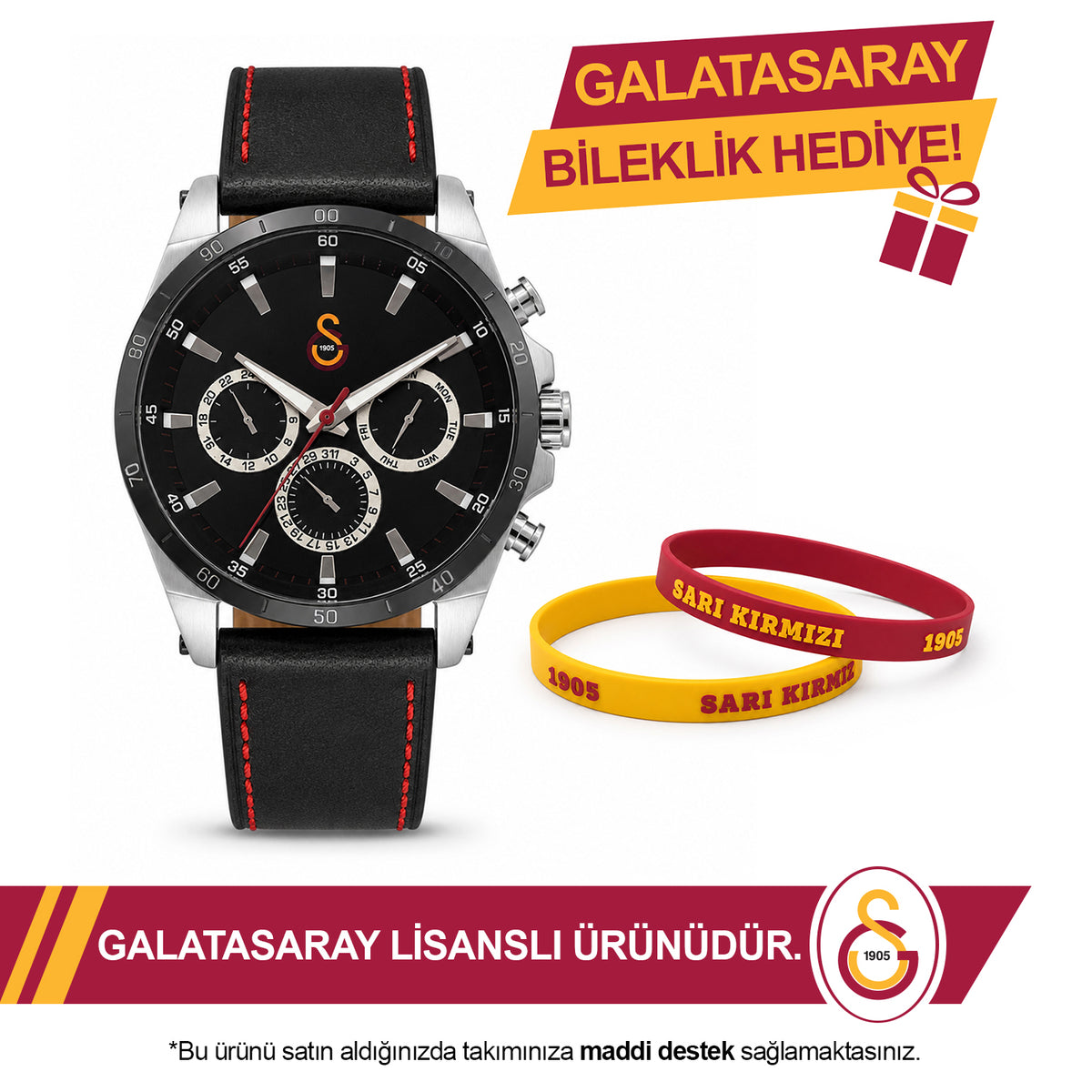 Galatasaray Lisanslı Kol Saati U14119 - GS Bileklik Hediyeli