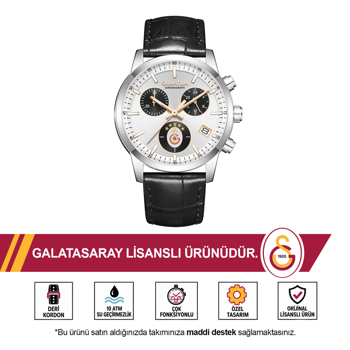 Galatasaray Quantum 5-Star Watch 25/D2 U251566 - GS CUP INCLUDED AS A GIFT