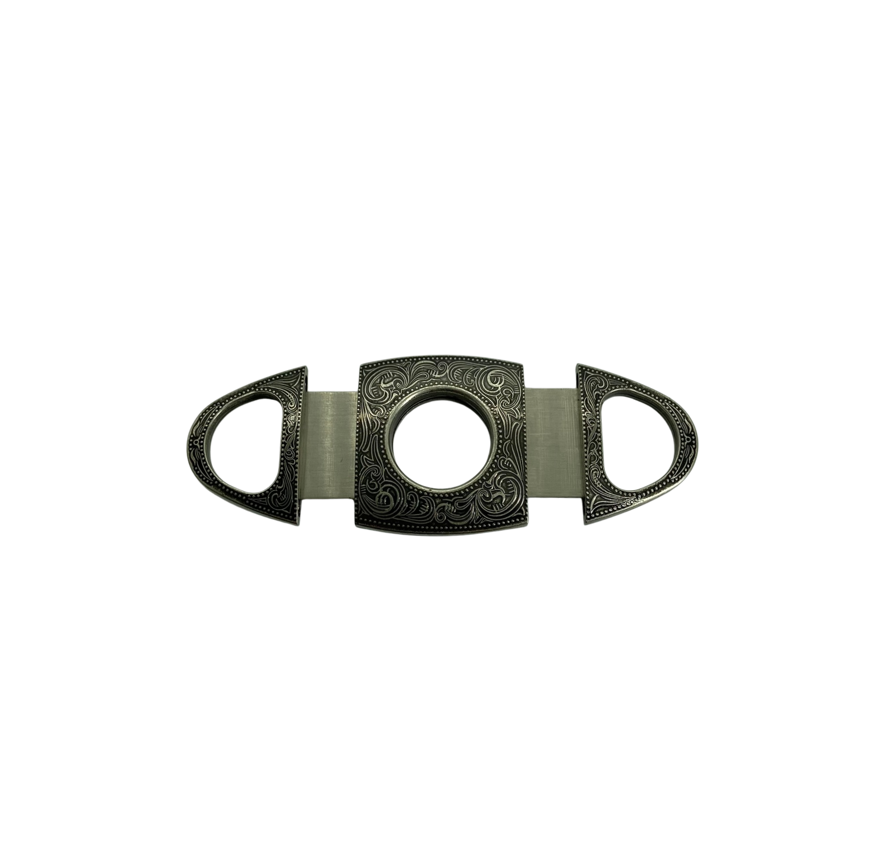 QNN Deri Kılıflı Antik Gümüş Puro Kesici