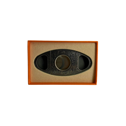 QNN Deri Kılıflı Antik Gümüş Puro Kesici