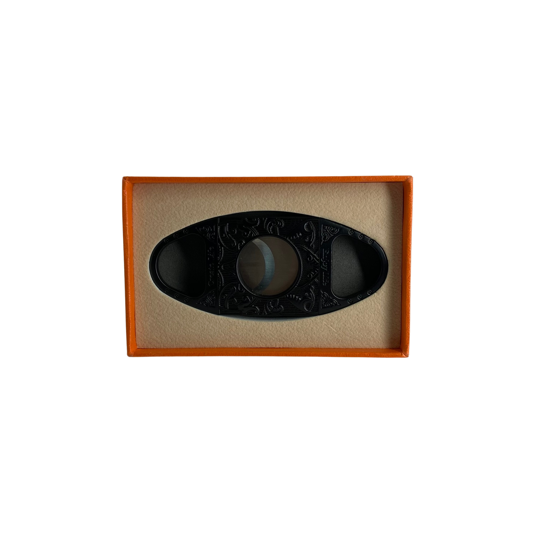 QNN Deri Kılıflı Siyah Desenli Puro Kesici