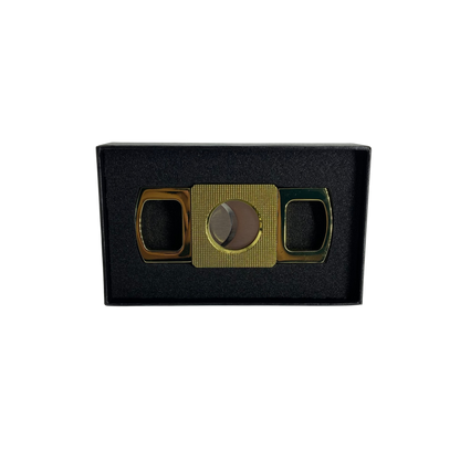 QNN Altın Renkli Gövdesi Desenli Köşeli Puro Kesici