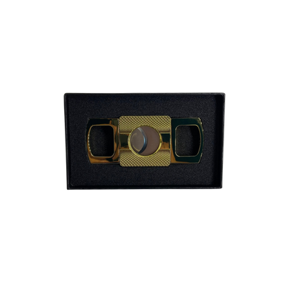 QNN Altın Renkli Gövdesi Desenli Köşeli Puro Kesici