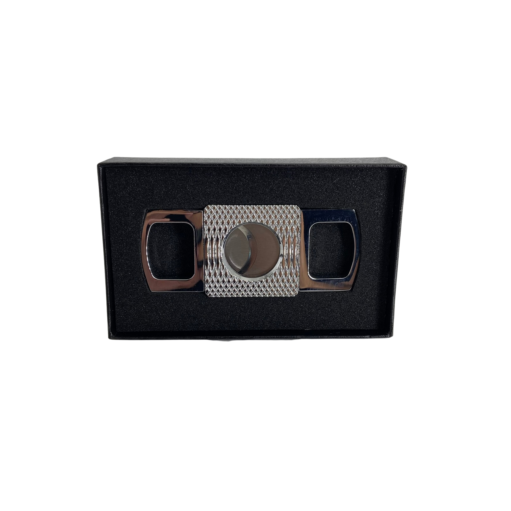 QNN Gümüş Gövdesi Desenli Köşeli Puro Kesici