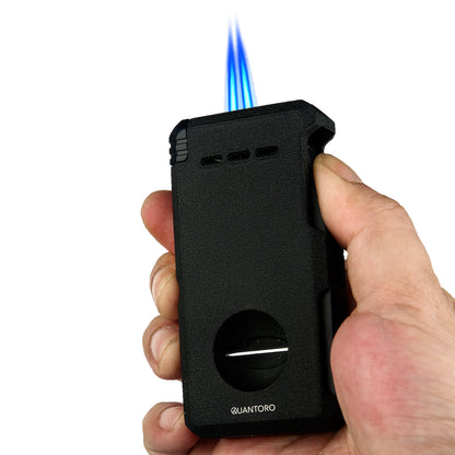 Quantoro MGM05-32 Kesicili Delicili İğneli Çift Jet Alev Grey Crackle Çakmak