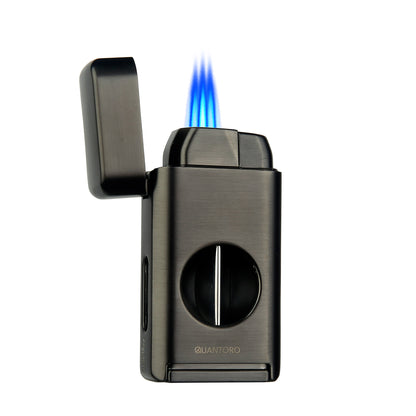 Quantoro MGM05-35 Kesicili Dinlendiricili Üçlü Jet Alev Gunmetal Çakmak