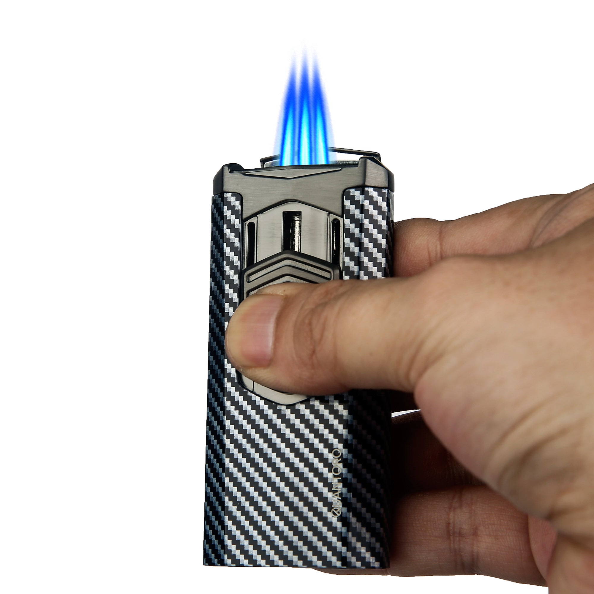 Quantoro MGM05-41 Delicili Üçlü Jet Alev Blue Carbon Çakmak