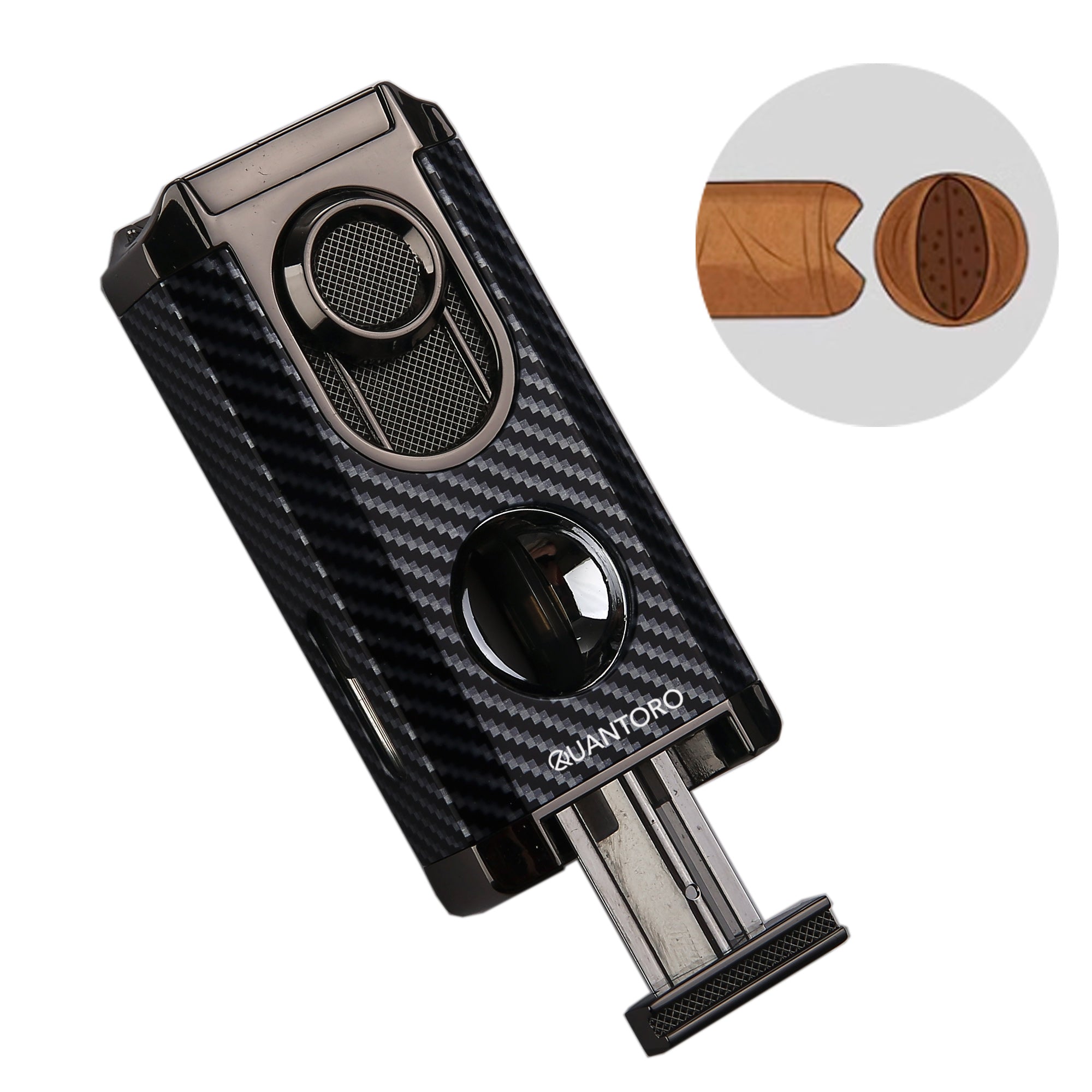 Quantoro MGM05-67 Kesicili Üçlü Jet Alev Black Çakmak