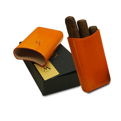 Montes Gerçek Deri El Yapımı 52 Ring Amsterdam Üçlü Puro Kılıfı