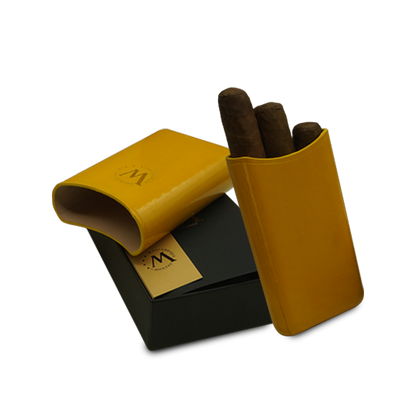 Montes Gerçek Deri El Yapımı 52 Ring Bali Üçlü Puro Kılıfı