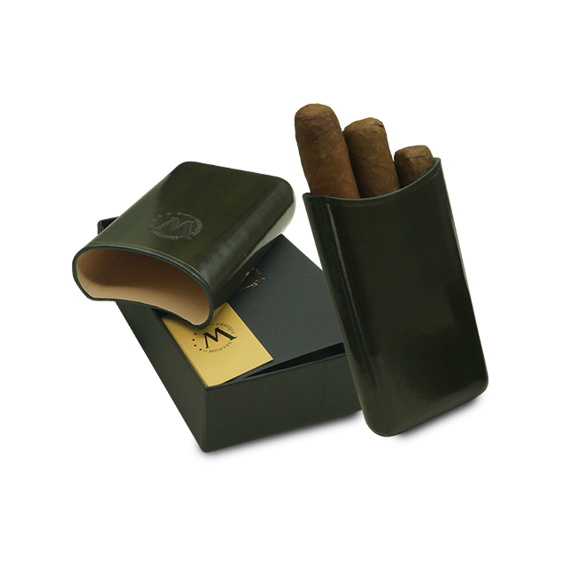 Montes Gerçek Deri El Yapımı 52 Ring Jaen Üçlü Puro Kılıfı