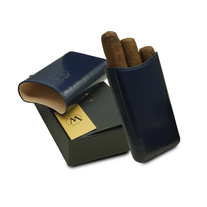 Montes Gerçek Deri El Yapımı 52 Ring Milan Üçlü Puro Kılıfı