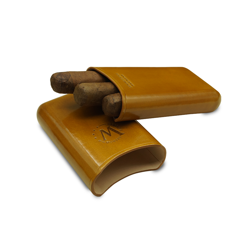 Montes Gerçek Deri El Yapımı 52 Ring Munich Üçlü Puro Kılıfı