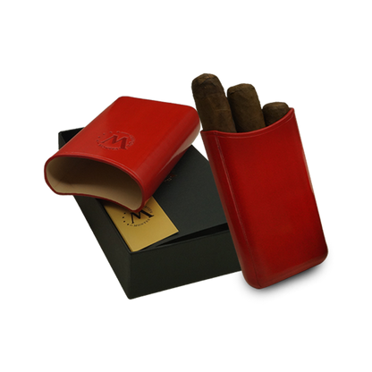 Montes Gerçek Deri El Yapımı 52 Ring Paris Üçlü Puro Kılıfı