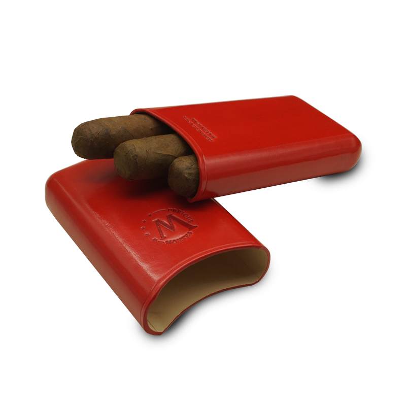 Montes Gerçek Deri El Yapımı 52 Ring Paris Üçlü Puro Kılıfı