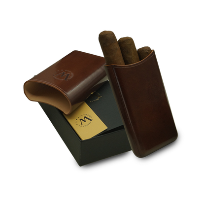 Montes Gerçek Deri El Yapımı 52 Ring Roma Üçlü Puro Kılıfı