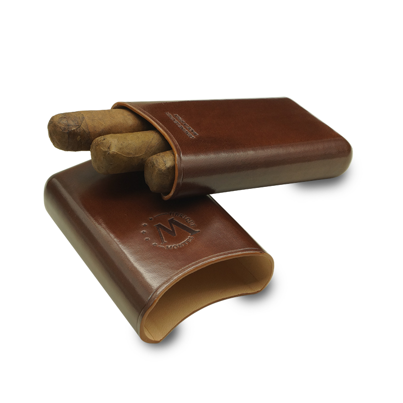 Montes Gerçek Deri El Yapımı 52 Ring Roma Üçlü Puro Kılıfı