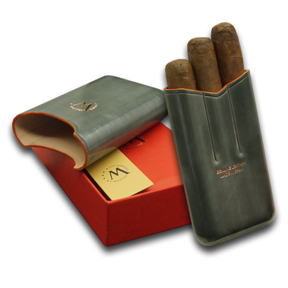 Montes Gerçek Deri El Yapımı 52 Ring Shadow Üçlü Puro Kılıfı