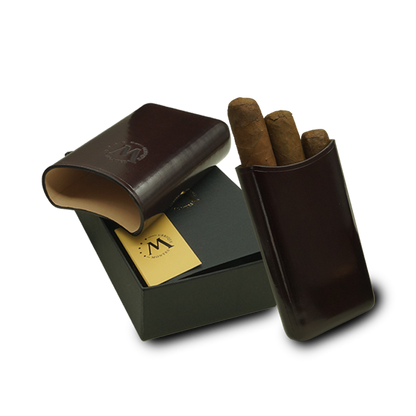 Montes Gerçek Deri El Yapımı 52 Ring Viena Üçlü Puro Kılıfı