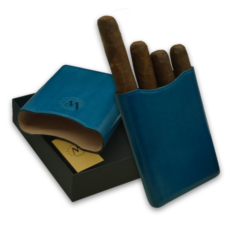 Montes Gerçek Deri El Yapımı 55 Ring Atenas Dörtlü Puro Kılıfı