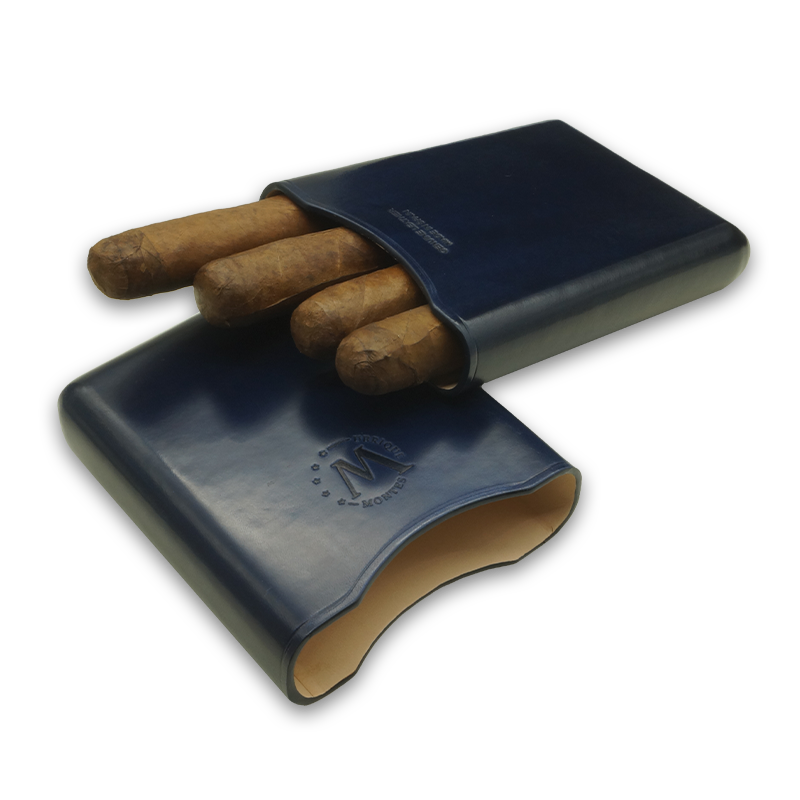 Montes Gerçek Deri El Yapımı 55 Ring Milan Dörtlü Puro Kılıfı