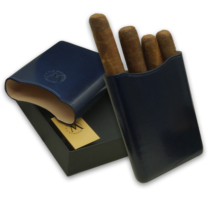 Montes Gerçek Deri El Yapımı 55 Ring Milan Dörtlü Puro Kılıfı