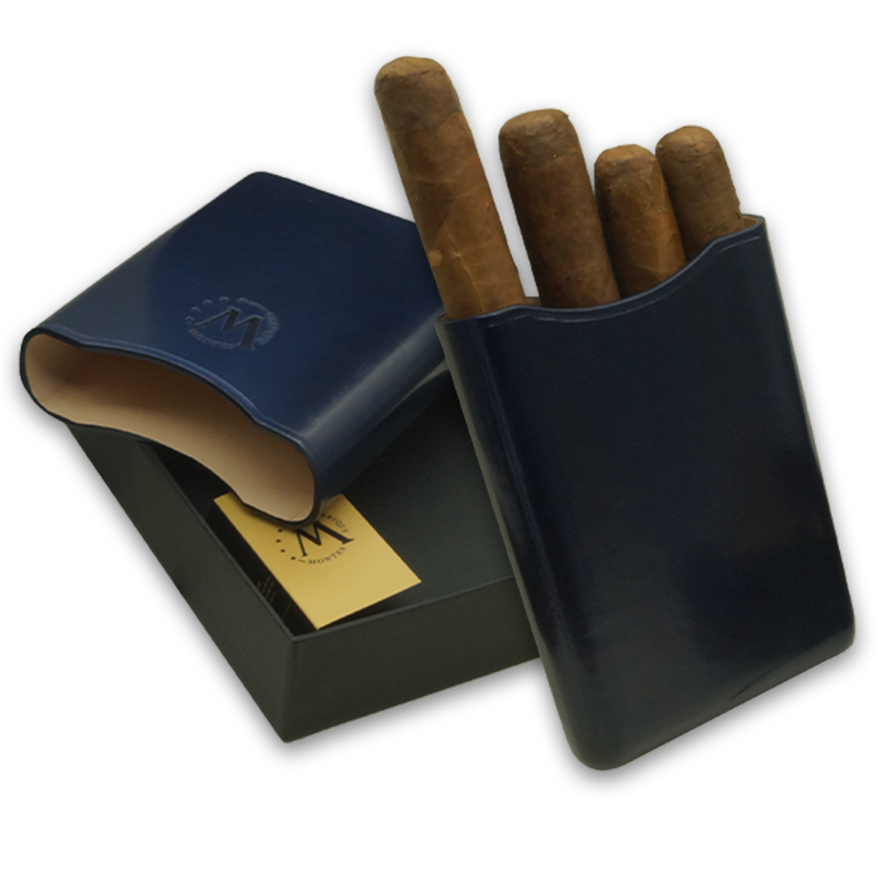 Montes Gerçek Deri El Yapımı 55 Ring Milan Dörtlü Puro Kılıfı