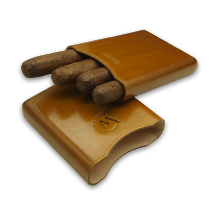 Montes Gerçek Deri El Yapımı 55 Ring Munich Dörtlü Puro Kılıfı