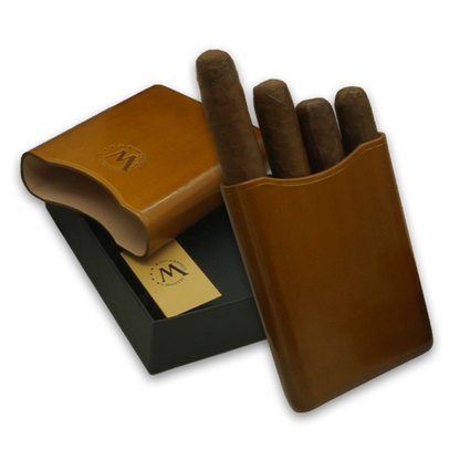 Montes Gerçek Deri El Yapımı 55 Ring Munich Dörtlü Puro Kılıfı