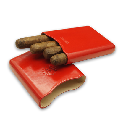 Montes Gerçek Deri El Yapımı 55 Ring Paris Dörtlü Puro Kılıfı