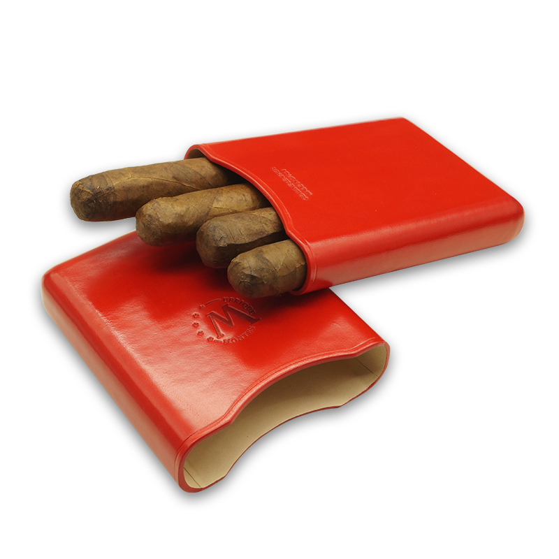 Montes Gerçek Deri El Yapımı 55 Ring Paris Dörtlü Puro Kılıfı