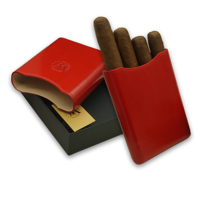 Montes Gerçek Deri El Yapımı 55 Ring Paris Dörtlü Puro Kılıfı