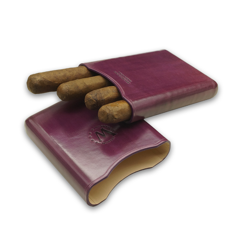 Montes Gerçek Deri El Yapımı 55 Ring Varsovia Dörtlü Puro Kılıfı