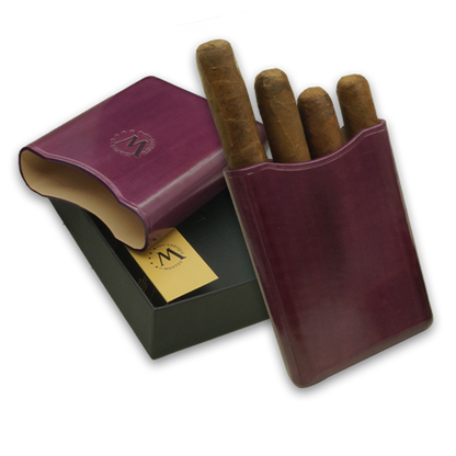 Montes Gerçek Deri El Yapımı 55 Ring Varsovia Dörtlü Puro Kılıfı