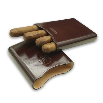 Montes Gerçek Deri El Yapımı 55 Ring Viena Dörtlü Puro Kılıfı